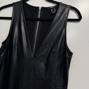 Forever 21 Faux Leather Cropped Jumpsuit – Black – Size Small